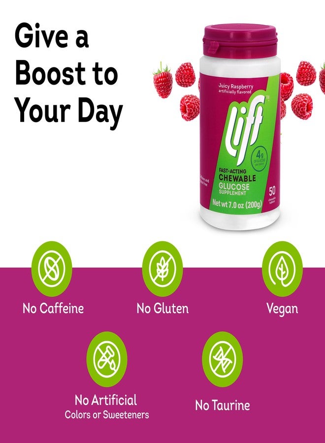 Lift Glucose Fast-Acting Glucose Chewable Energy Tablets, Raspberry, 50 ct Jar (Pack of 1) - Image 4
